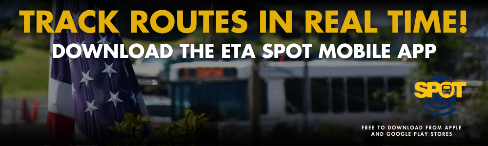 Download ETA spot to track the buses. On all app stores. 