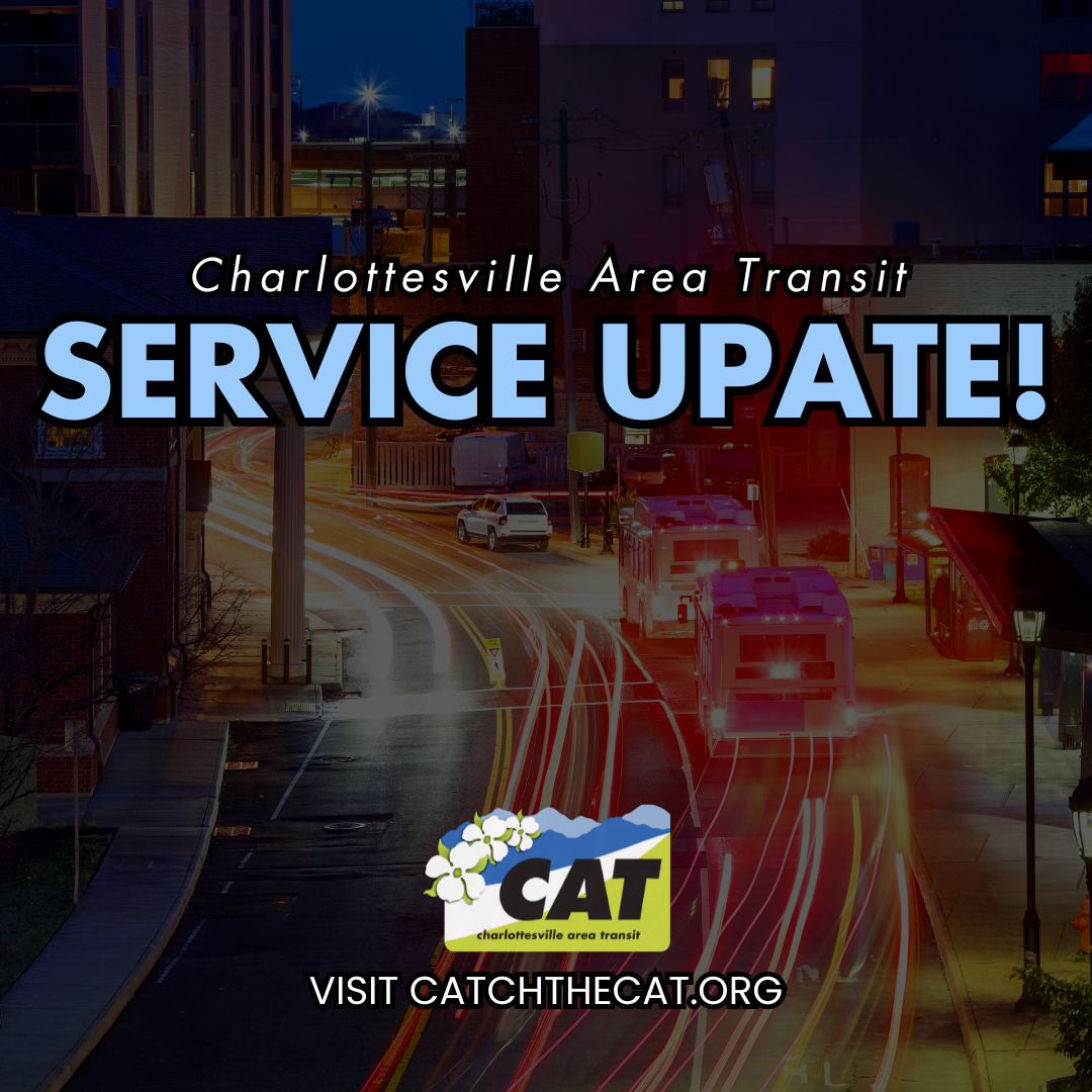 Charlottesville Area Transit news update graphic