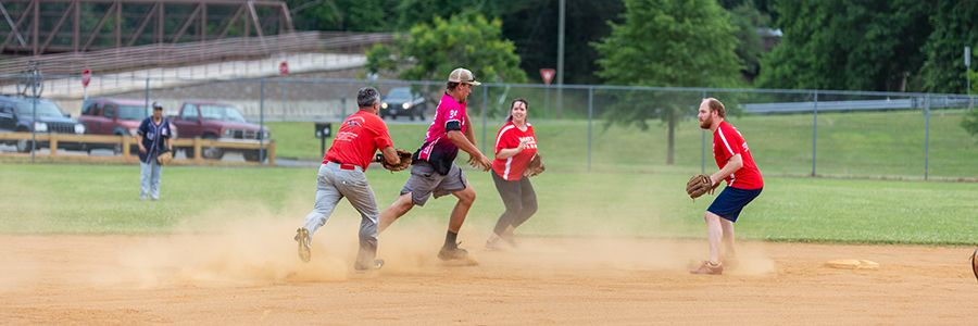 Softball players at McIntire Park