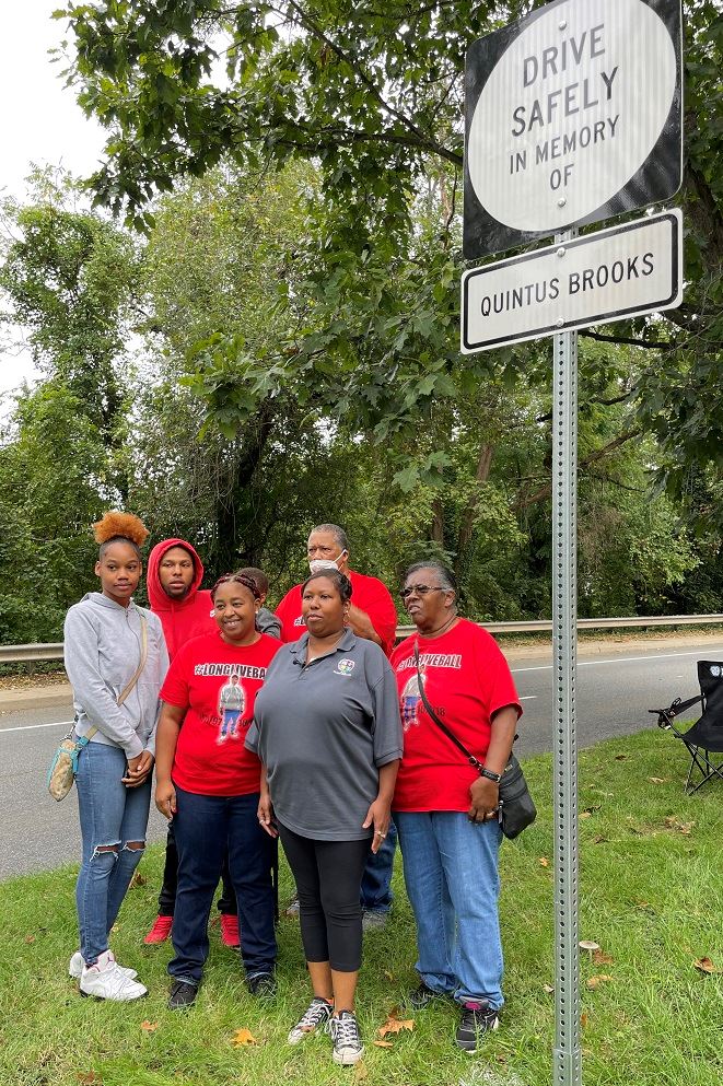 Brooks Family gathers at Roadside Memorial for Quintus Brooks