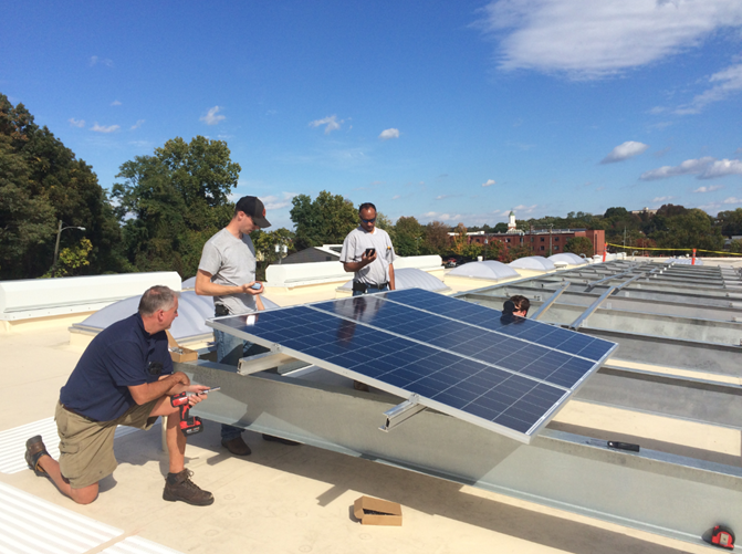 Installing the City Yard Warehouse panels