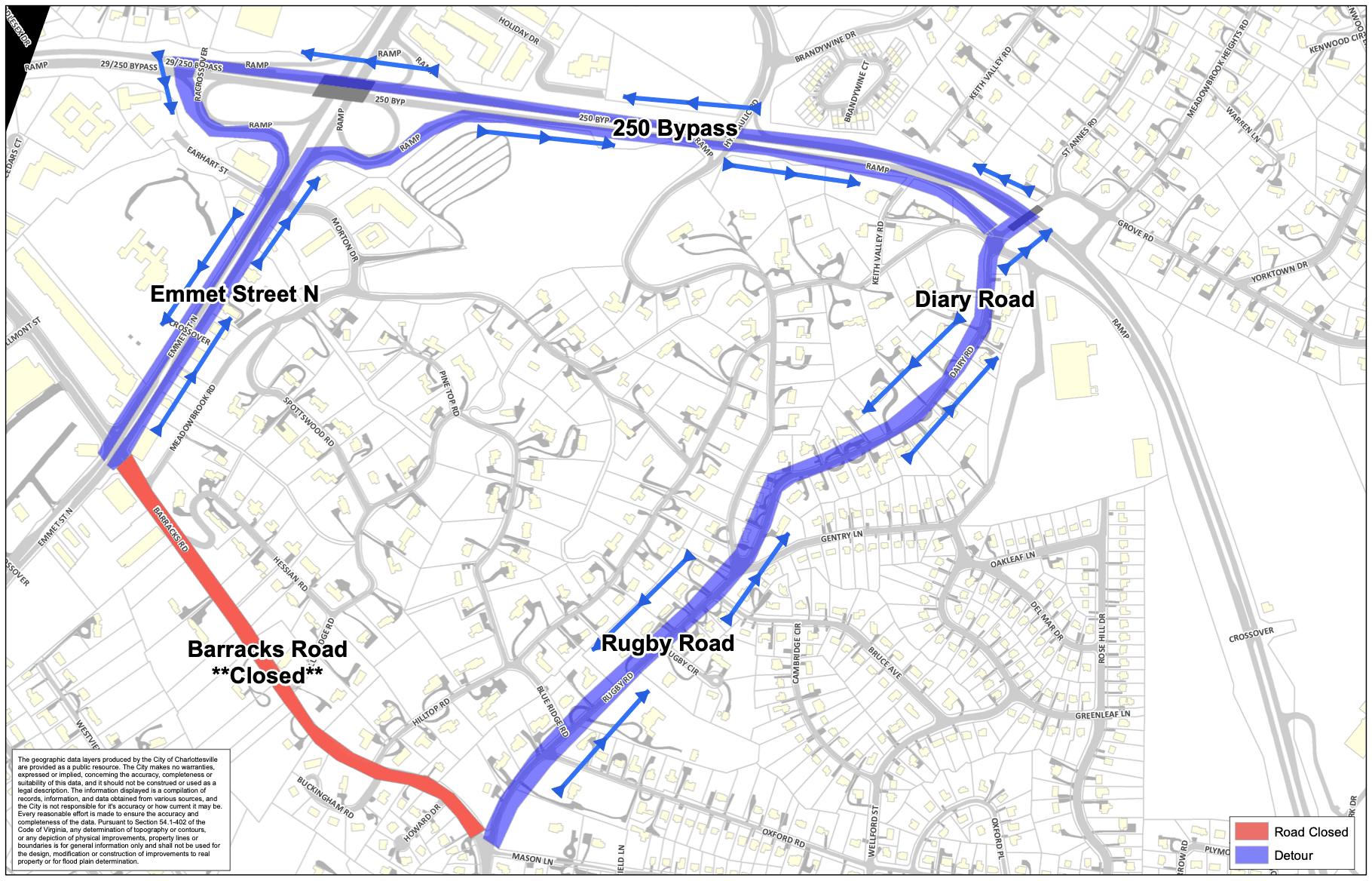 Barracks Road Detour