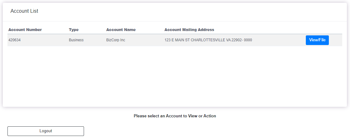 Account Selection Screenshot