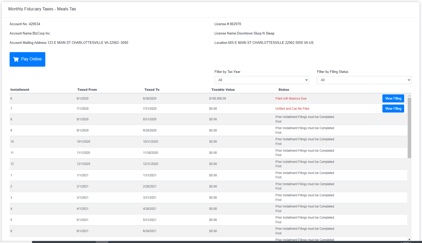 Monthly Installments Screenshot